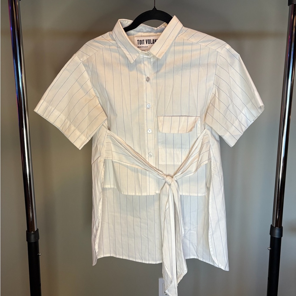 Toit Volant White Striped Short Sleeve Shirt